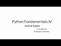 Python fundamentals IV - Lists and Tuples