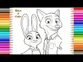 Zootopia Coloring Page Judy Hopps Nick Wilde Relax and Color for Kids