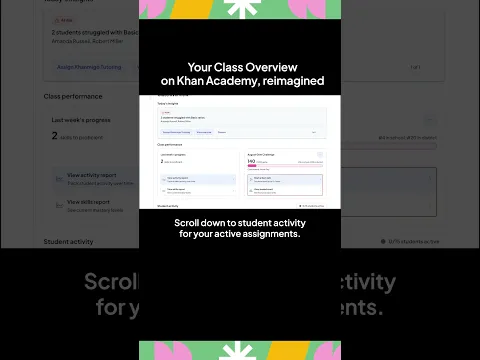 Teachers, here's how to use the Class Overview on Khan Academy