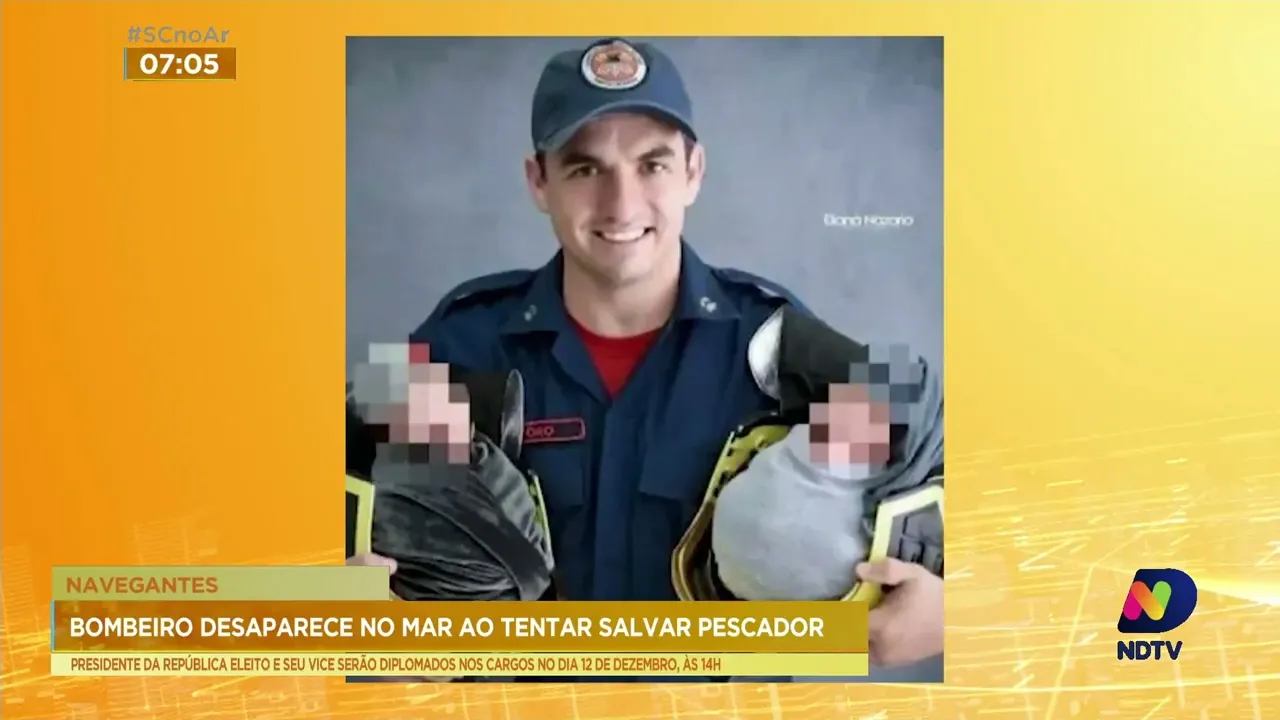 Bombeiro desaparece ao tentar salvar pescador em praia de Navegantes