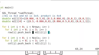 Matrix multiplication using multi-threads