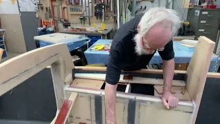 Starting on the seat that is the lid for the central dining room storage.