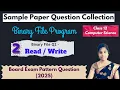 Binary File Program Sample Paper CBSE Class 12 Computer Science Data File Handling