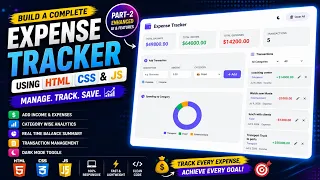 Expense Tracker Using HTML CSS JavaScript Part - 2 Complete Personal Finance Tracker Project