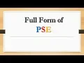 Full Form of PSE Did You Know