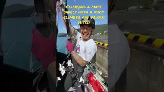 Climbing a mast solo ! #sailing #safety #mastclimber #prusikhitch #boatlife #solosailor