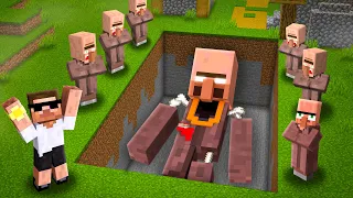 we found a buried giant scary villager in minecraft 