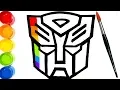 How to draw and color TRANSFORMERS AUTOBOTS symbol Drawing Coloring Pages for Kids Learn Colors