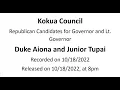 Kokua Council 2022 Republican Governor panel