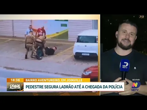 Pedestre ajuda polícia a prender ladrão em perseguição em Joinville