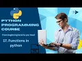 Lecture Functions in python Python programming course from beginning level to pro level