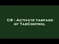 C Activate tabpage of TabControl