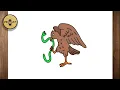 How to draw the eagle on the mexican flag easy