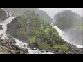 Download Lagu Two scenic waterfalls in rain | Låtefossen in Norway | Relaxing Sound of water.