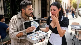 Hermosa jovencita le da de comer a vagabundo sin saber que es millonario 😰 así la premiamos