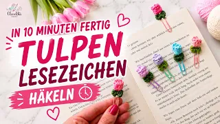 🌷 In 10 Minuten fertig! Tulpen Lesezeichen häkeln ⏱️ super easy