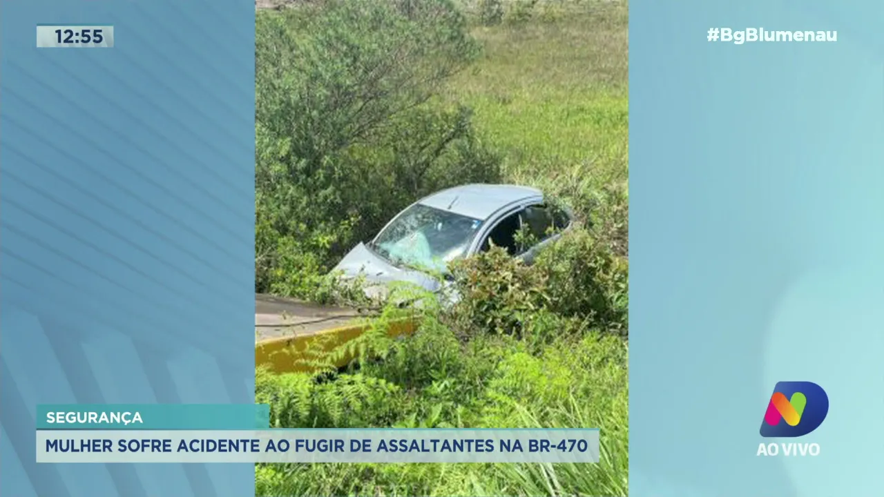 Mulher sofre acidente ao fugir de assaltantes na BR-470