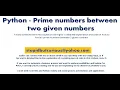 Find Prime numbers between 2 numbers with Python