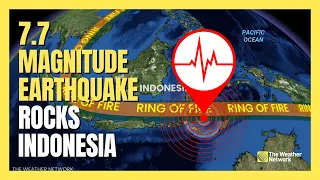 7 7 magnitude eart uake rocks Indonesia