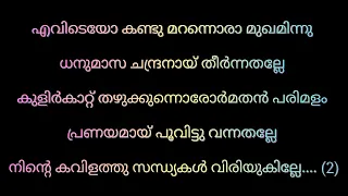 oru kunju poovinte ithalil ninnoru thulli track karoake