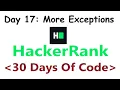 HackerRank 30 Days of Code c Day 17 More Exceptions 2020