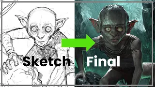 Using 3D for illustration, Gollum FanArt ,  hunt for Gollum  , lord of the rings