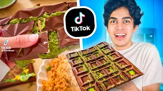جربت اصنع شوكولاتة دبي بالكنافة 🍫 اغرب اكلات الترند!!