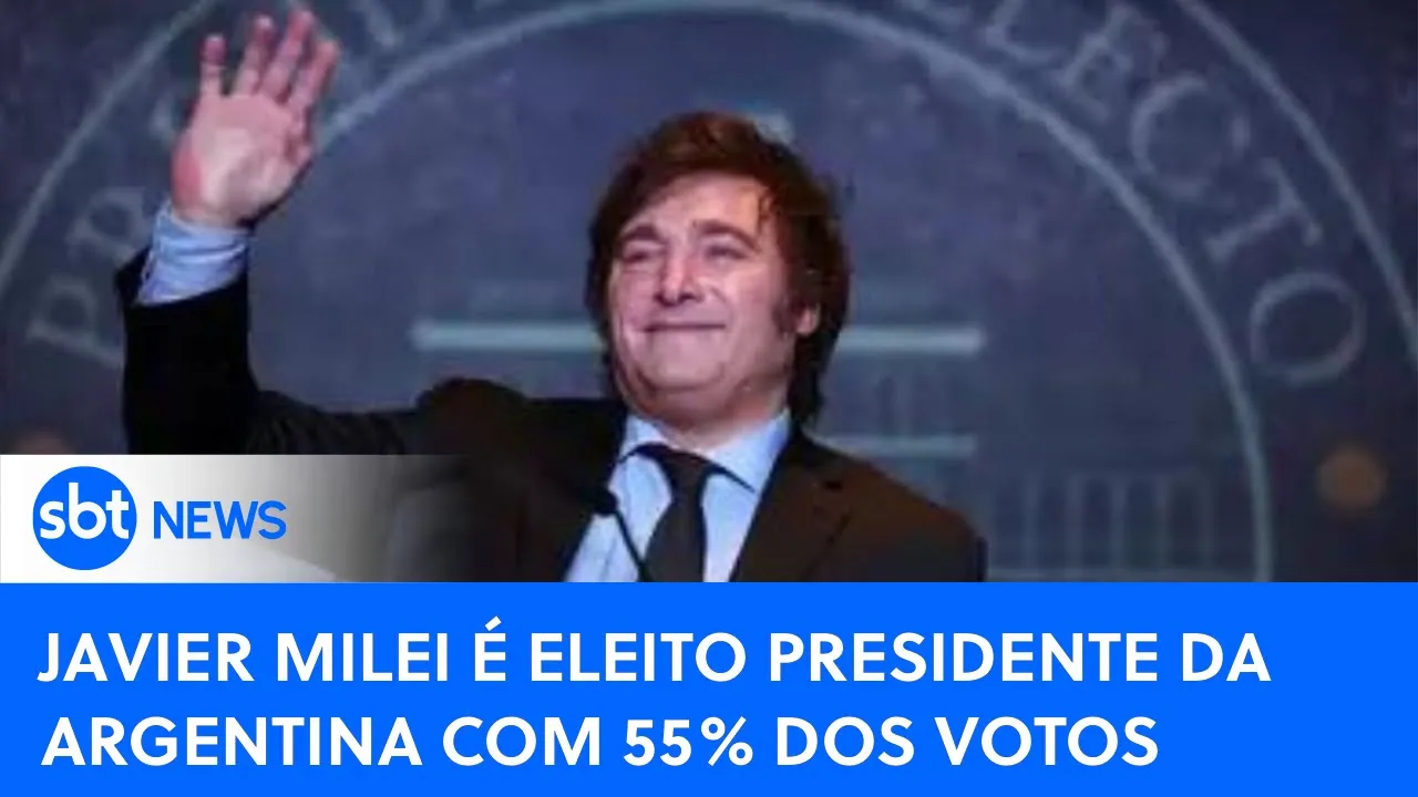 ????SBT News na TV: Ultraliberal Javier Milei é eleito presidente da Argentina com 55% dos votos