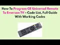 How To Program GE Universal Remote To Emerson TV - Code List Full Guide With Working Codes