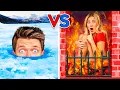 Download Lagu Extreme Hot vs Cold Hide and Seek Challenge! Last Girl To Survive Fire \u0026 Icy Pool for 24 Hours Wins
