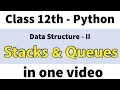 Stacks Queues Data structure Python Class 12th CBSE