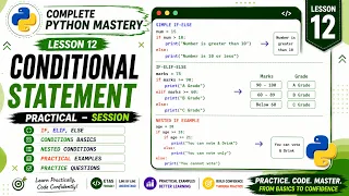 Python Conditional Statements Practical Lesson 12 if else elif
