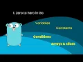 Zero to hero in Go programming language - Variables Constants Conditions Arrays Slices