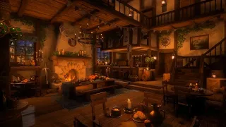 Stormy Tavern Medieval Night Ambience Fireplace Wind Rain Thunder Sounds