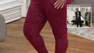 Women with Control Ponte Royale Embossed Scroll Leggings on QVC