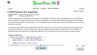 Java Practice It Exercise 14 3 copyStack Collections and stacks queues