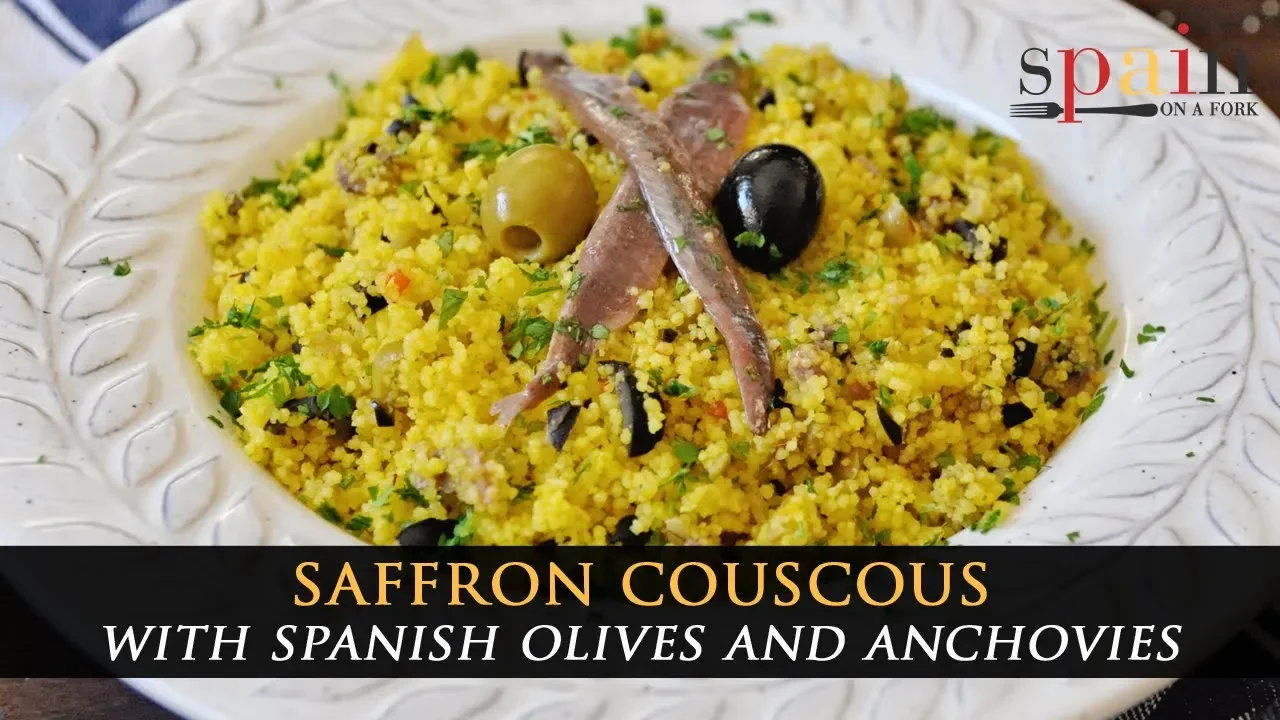 The Most Amazing Saffron Couscous with Spanish Olives and Anchovies