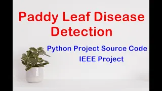 Paddy Leaf Disease Detection Using CNN Python Source Code Final Year IEEE Project Code