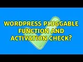 Wordpress Pluggable function and activation check