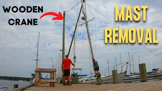 Removing Our Mast By Wooden Crane!  & Hiding From Hurricane Fiona / Boat DIY  Ep 90