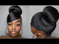 EASY 5 DOLLAR HIGH SLEEK BUN SWOOP CUTE BLACK GIRL HAIRSTYLES Tatiaunna
