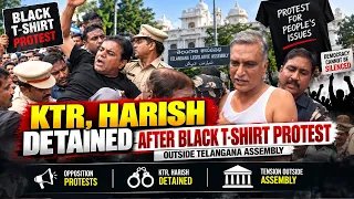 KTR-Harish Rao Detained | Black T-Shirts Par Assembly Mein Entry Roki Gayi