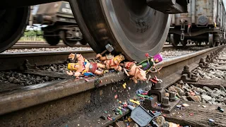 π Train Crushes Clash of Clans Toys π₯ | Epic Toy Destruction Experiment | Satisfying Slow Motion