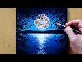 Easy Full Moon for Beginners Acrylic Painting Tutorial Step by Step
