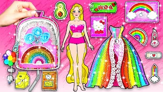 Pink Barbie Decorate Rainbow School Supplies - Barbie Transformation Handmade - Woa Doll Channel