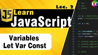 JavaScript Variables Lecture 2 Learn Coding