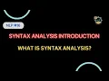 Syntax Analysis Introduction Syntax Analysis NLP