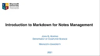 Introduction to Markdown for Notes Management L01