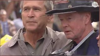 After 9/11, George W. Bush bullhorn speech at Ground Zero unified nation in 2001 address after tour