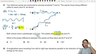 MJ21 P11 Q21 Phase Difference at Wave Sources 2021 CAIE A level 9702 Physics